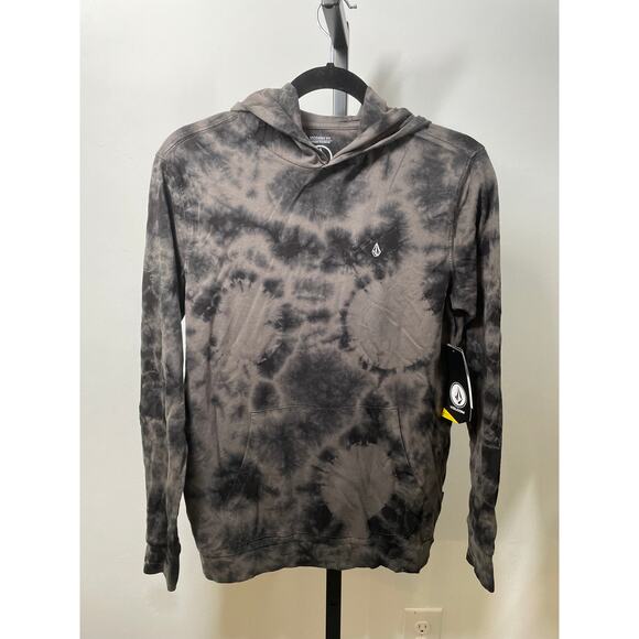 NWT VOLCOM Stone Dye Hoodie Youth L Large Cotton Jersey Tie Dye Pullover Gray - Picture 1 of 8